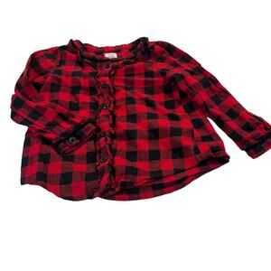 Baby Gap Toddler Girl 2T Red Plain Button Up Long Sleeve Shirt